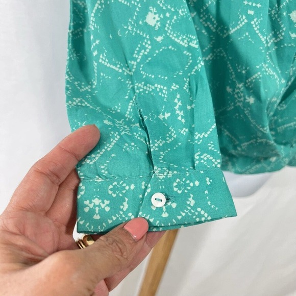 Lovers + Friends Sz XS Get Down Teal Green V Neck Faux Wrap Blouse Long Sleeve - Picture 4 of 11